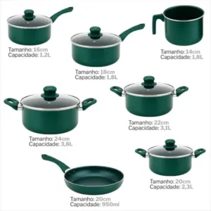 Conjunto de Panelas Napoli de Indução Com Revestimento Ceramico Antiaderente 7 Peças