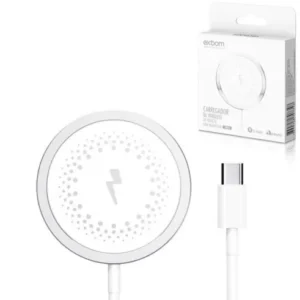 Carregador QI Wireless de indução com magnético - Tipo C - Exbom TQI-F20TC