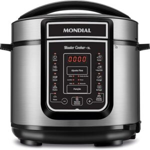 Panela de Pressão Elétrica Digital 5L, Mondial, Preto/Inox, 900W, 110V - PE-38