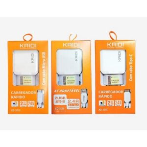 Carregador Rápido 2.4A com cabo Lightning - Kaidi KD-301A