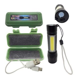 Lanterna com carregamento USB e com case verde